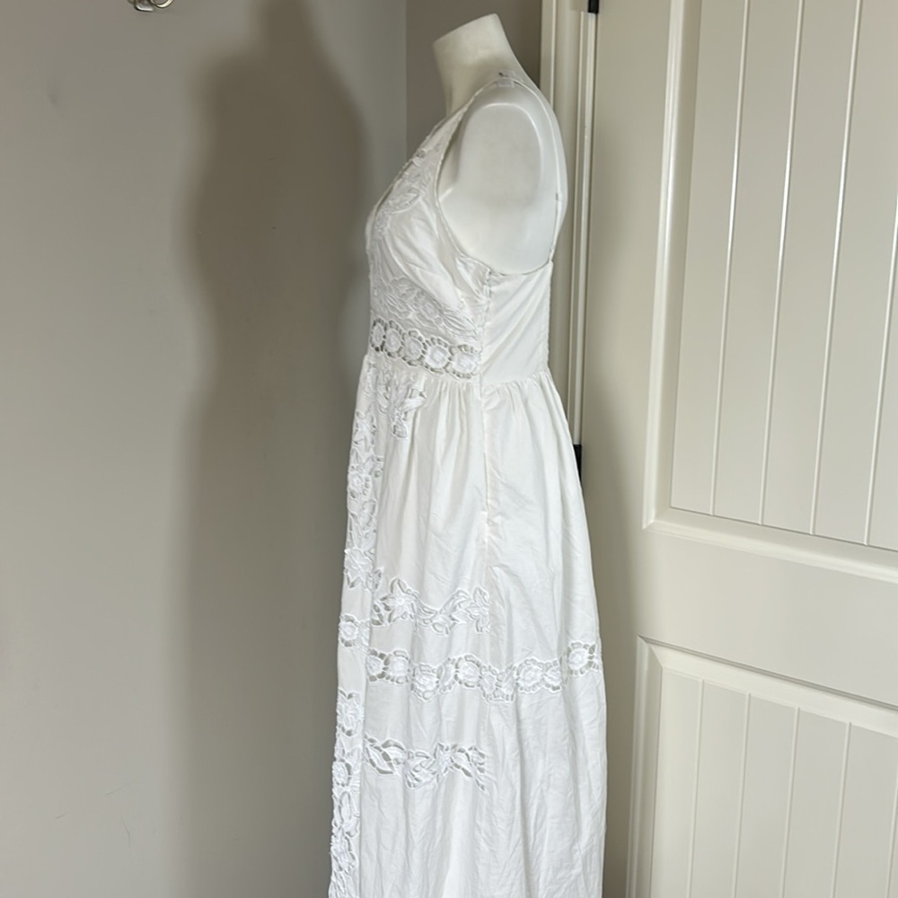 Anthropologie Vineet Bahl Sleeveless V Neck
Floral Cutwork Midi Dress White MNEW - Picture 9 of 16